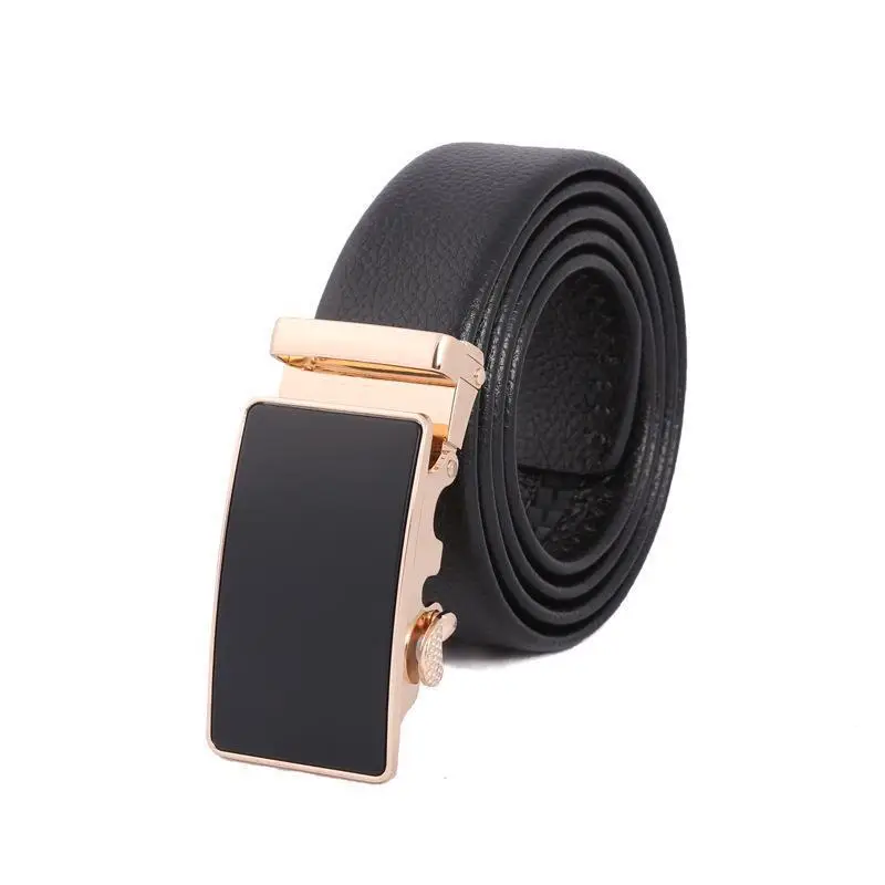 Men's Black Leather Belt with Automatic Buckle - Image 22