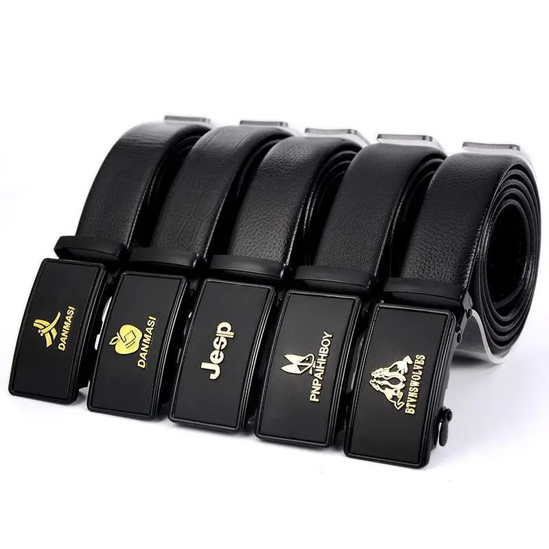 Men's Black Automatic Buckle Belt with Logo - Image 7