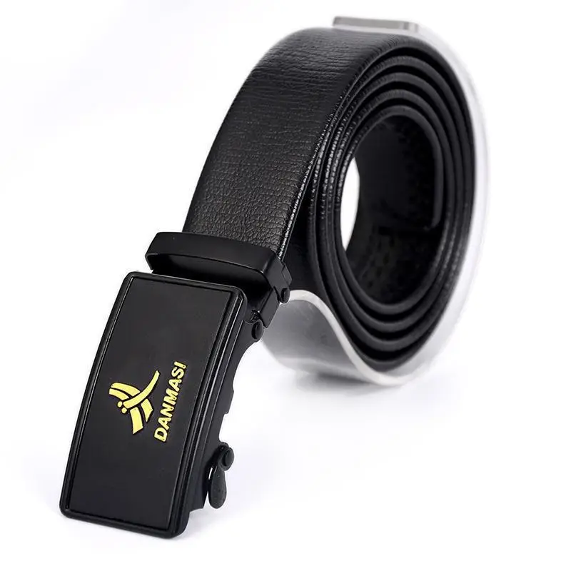 Men's Black Automatic Buckle Belt with Logo - Image 8