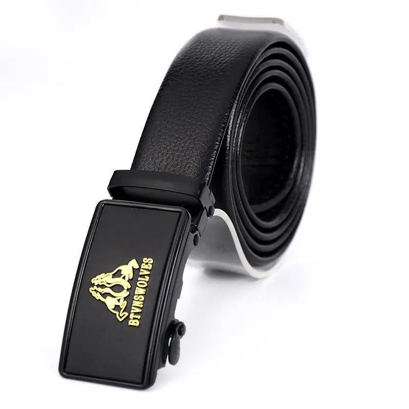 Men's Black Automatic Buckle Belt with Logo - Image 11