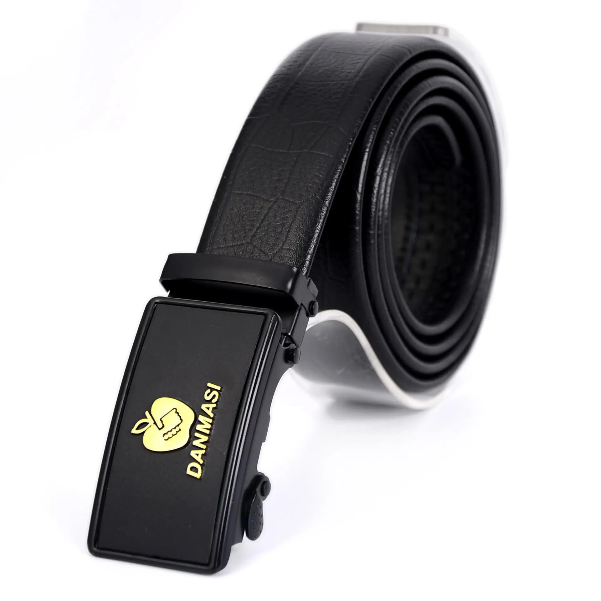 Men's Black Automatic Buckle Belt with Logo - Image 3
