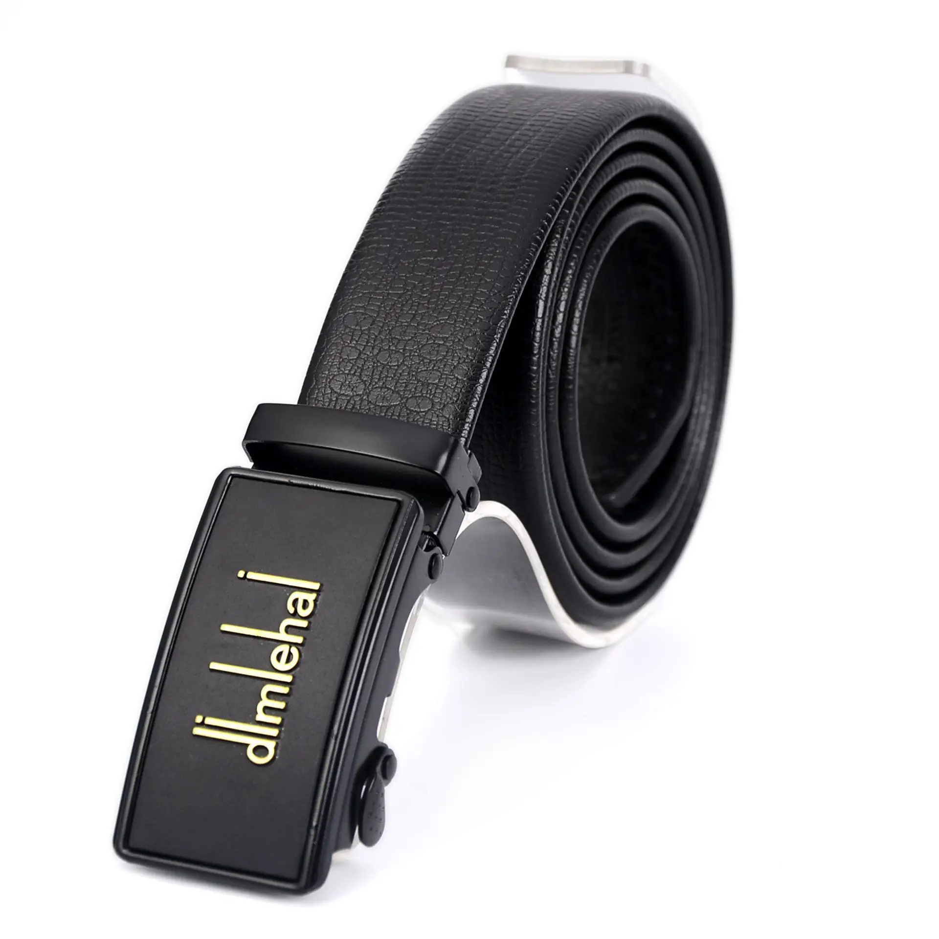 Men's Black Automatic Buckle Belt with Logo - Image 6