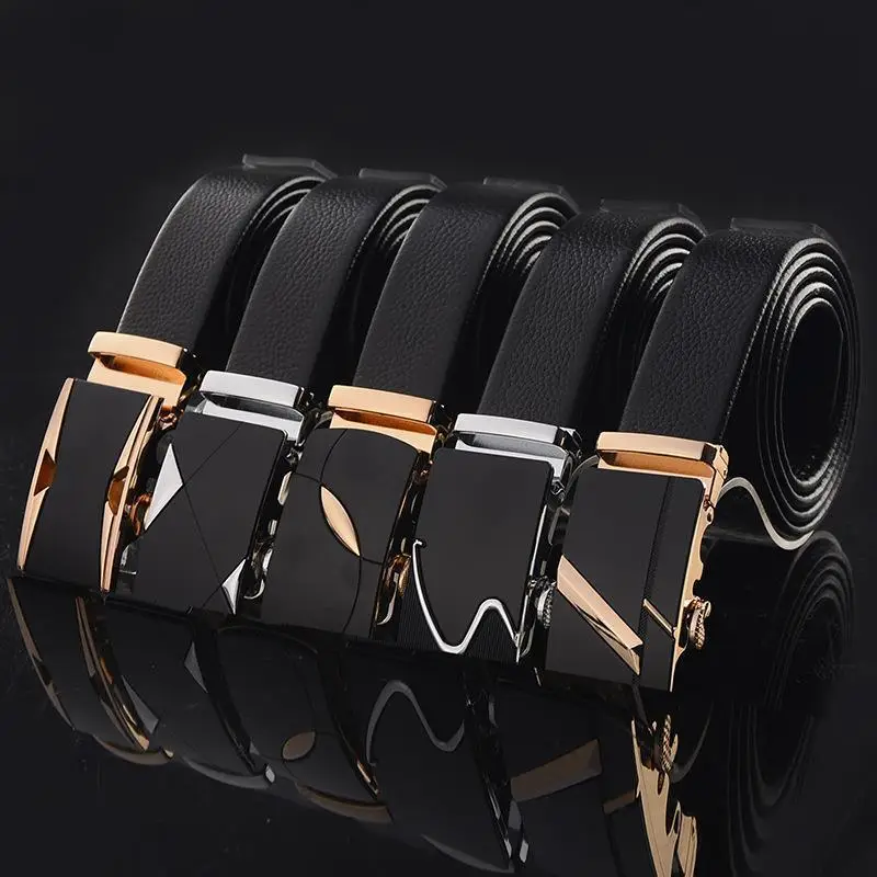 Men's Black Leather Belt with Gold Buckle - Image 23