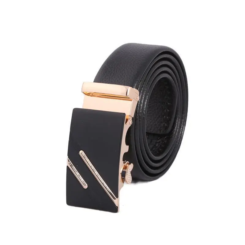 Men's Black Leather Belt with Gold Buckle - Image 22