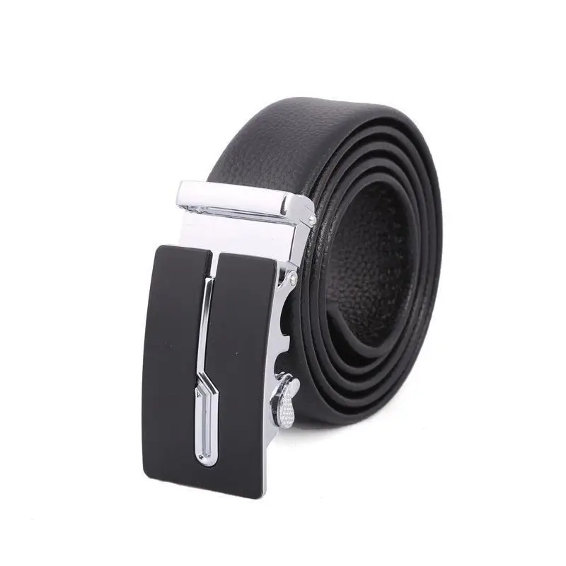 Men's Black Leather Belt with Gold Buckle - Image 3