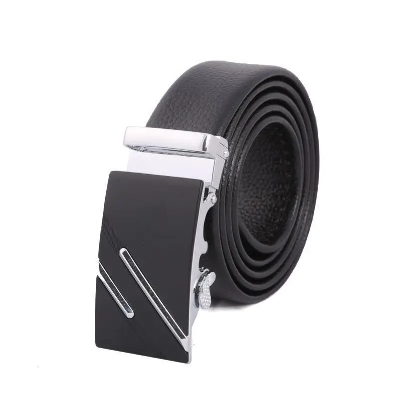 Men's Black Leather Belt with Gold Buckle - Image 4