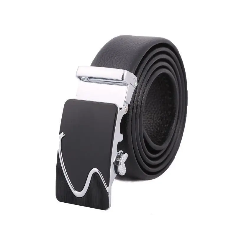 Men's Black Leather Belt with Gold Buckle - Image 5