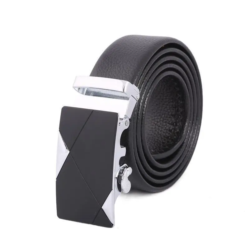 Men's Black Leather Belt with Gold Buckle - Image 6