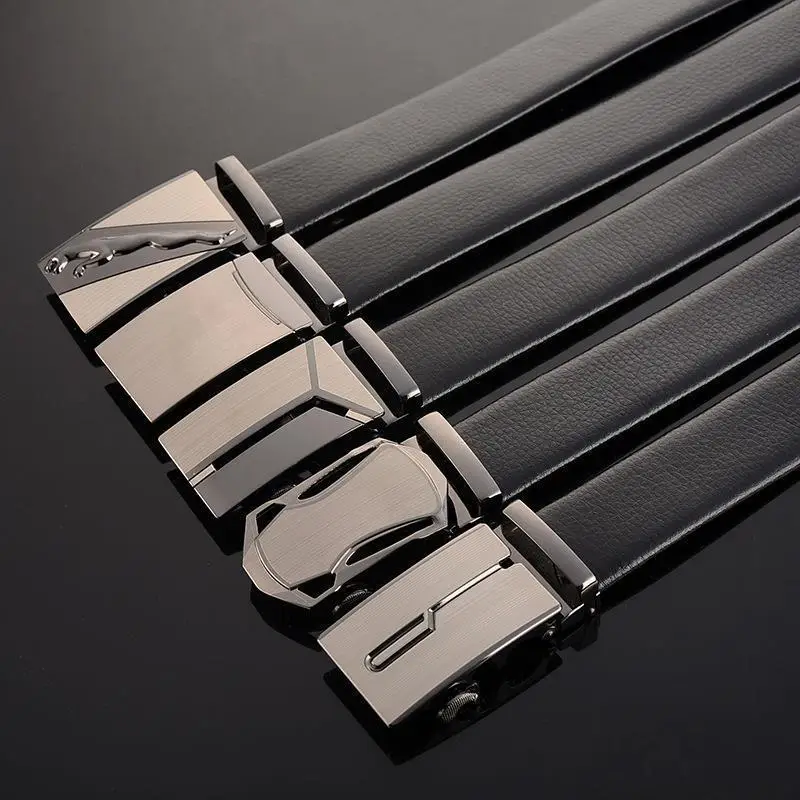 Men's Black Leather Belt with Automatic Buckle - Image 5