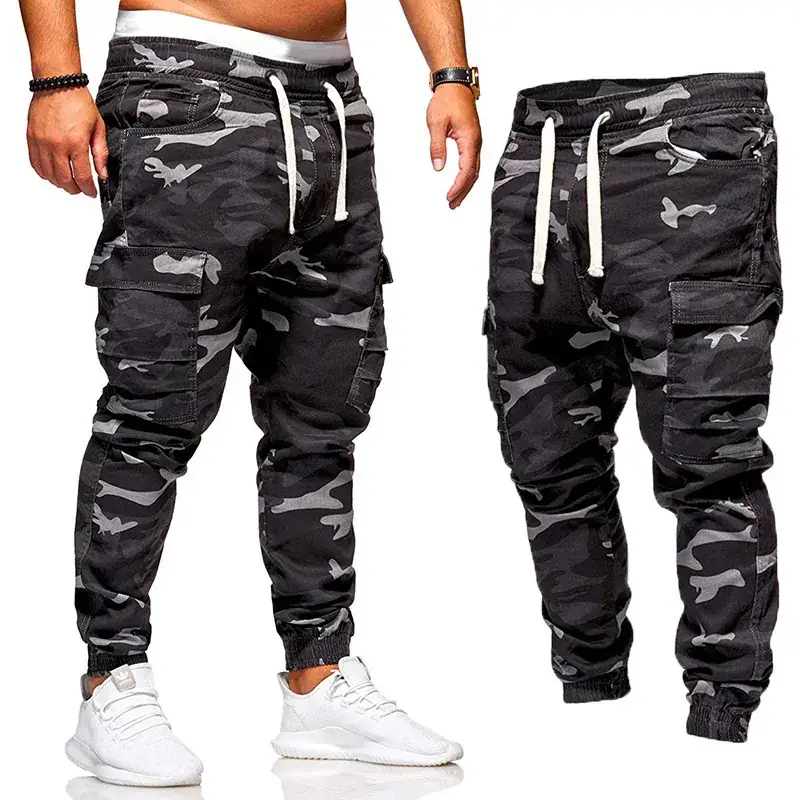 Men's 2023 Camo Ankle-Tied Trousers Black - Image 4