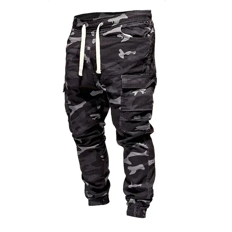 Men's 2023 Camo Ankle-Tied Trousers Black - Image 5