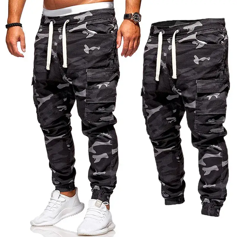 Men's 2023 Camo Ankle-Tied Trousers Black - Image 7
