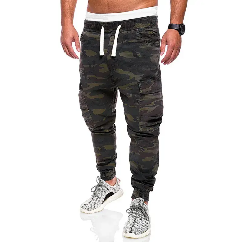 Men's 2023 Camo Ankle-Tied Trousers Black - Image 2