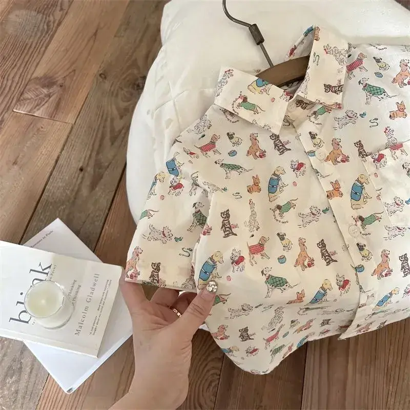 Xiaoma 2023 Summer Boys Girls Cartoon Printed Shirt - Image 2
