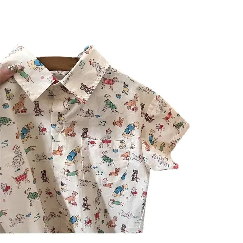 Xiaoma 2023 Summer Boys Girls Cartoon Printed Shirt - Image 5