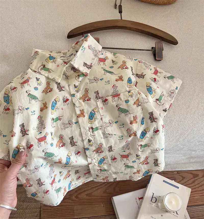 Xiaoma 2023 Summer Boys Girls Cartoon Printed Shirt — feature 1
