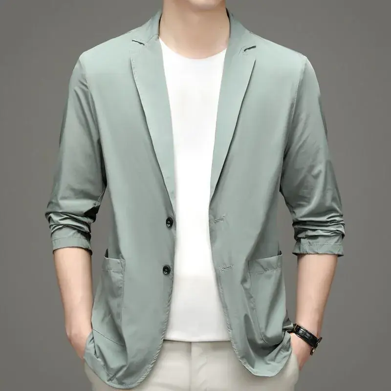 Men's Blue Ice Silk Sunscreen Jacket Middle-aged Top - Image 8