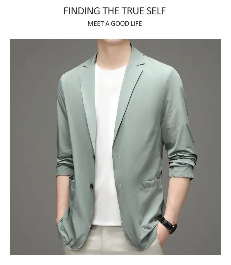 Men's Blue Ice Silk Sunscreen Jacket Middle-aged Top — feature 10