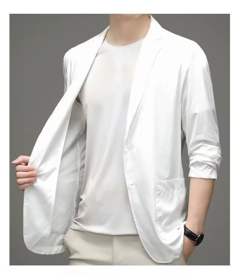 Men's Blue Ice Silk Sunscreen Jacket Middle-aged Top — feature 20
