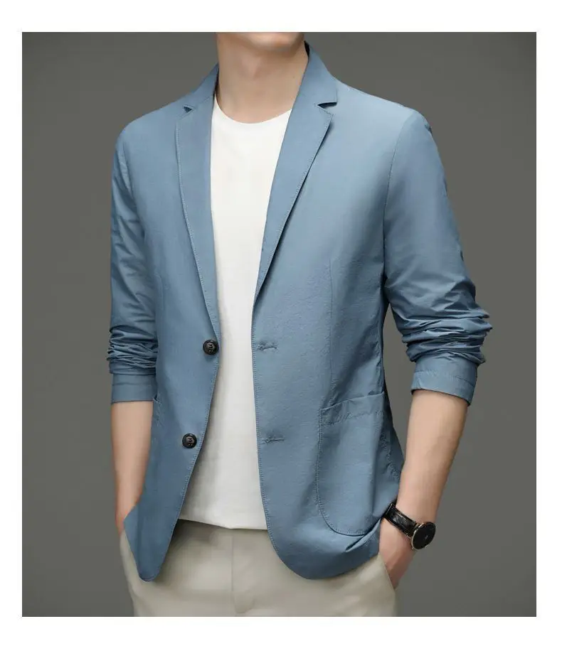 Men's Blue Ice Silk Sunscreen Jacket Middle-aged Top — feature 21