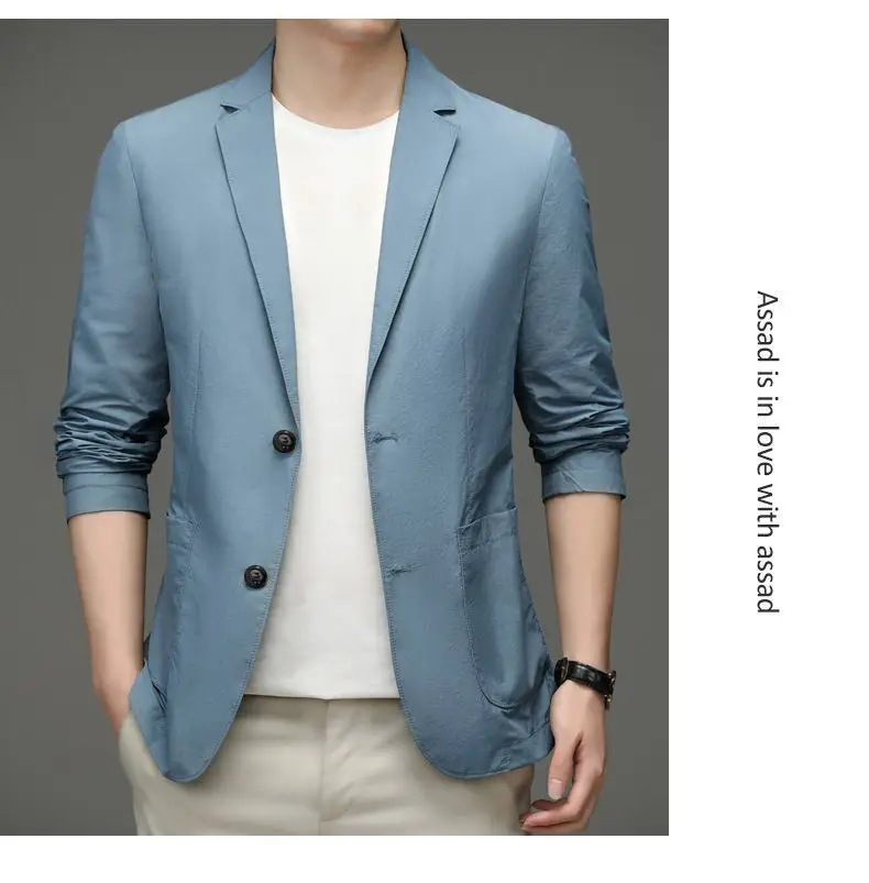 Men's Blue Ice Silk Sunscreen Jacket Middle-aged Top — feature 22