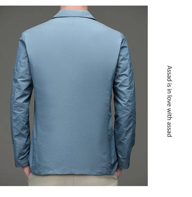 Men's Blue Ice Silk Sunscreen Jacket Middle-aged Top — feature 23