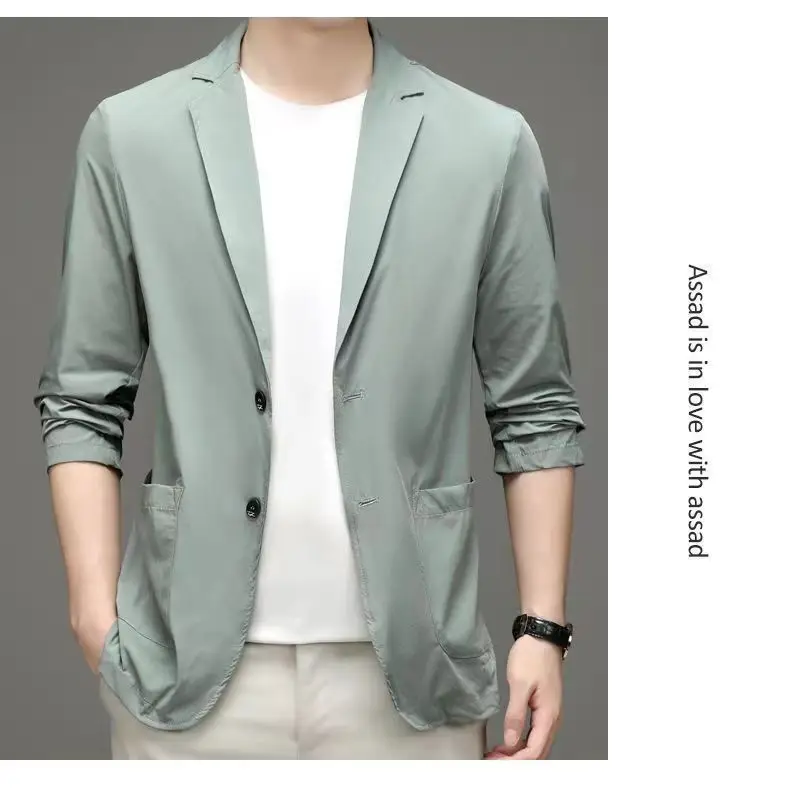 Men's Blue Ice Silk Sunscreen Jacket Middle-aged Top — feature 8