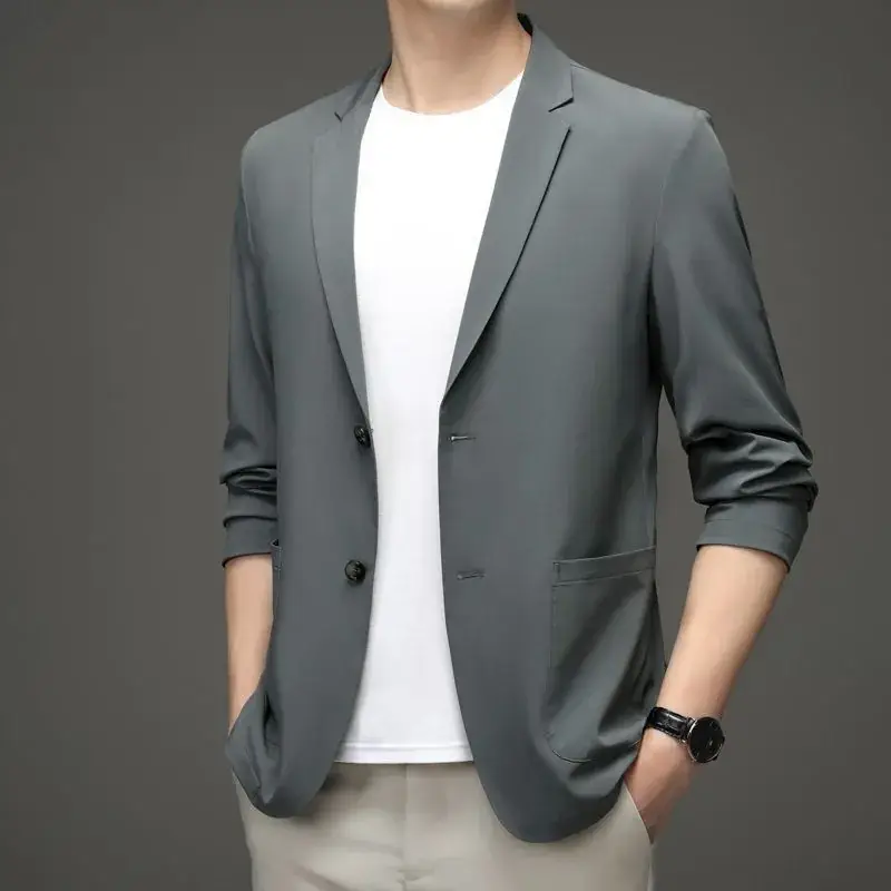 Men's Blue Ice Silk Sunscreen Jacket Middle-aged Top - Image 2