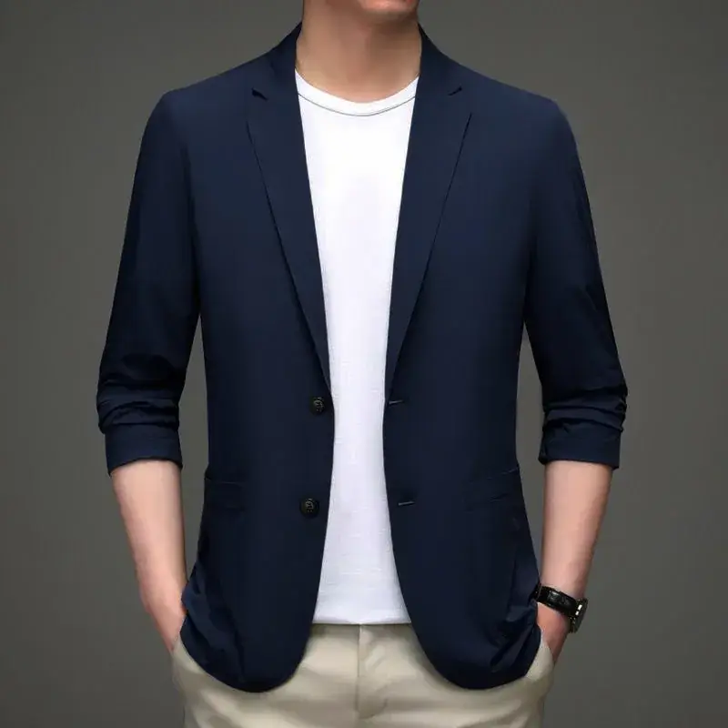 Men's Blue Ice Silk Sunscreen Jacket Middle-aged Top - Image 5