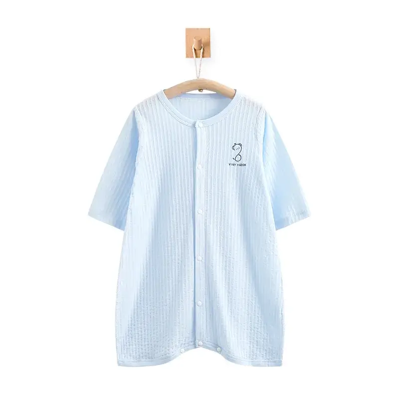 Baby Pajamas White Cotton Long Sleeve Anti-Kick Belly Protection - Image 13