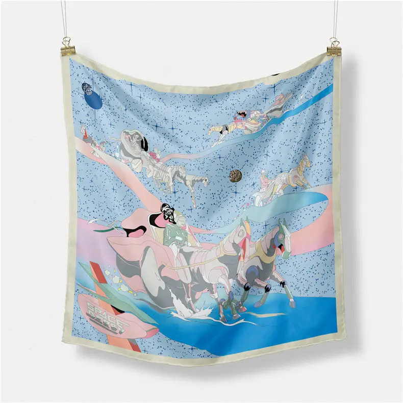 New Summer Sunscreen Scarves for Women Blue Printed - Image 4
