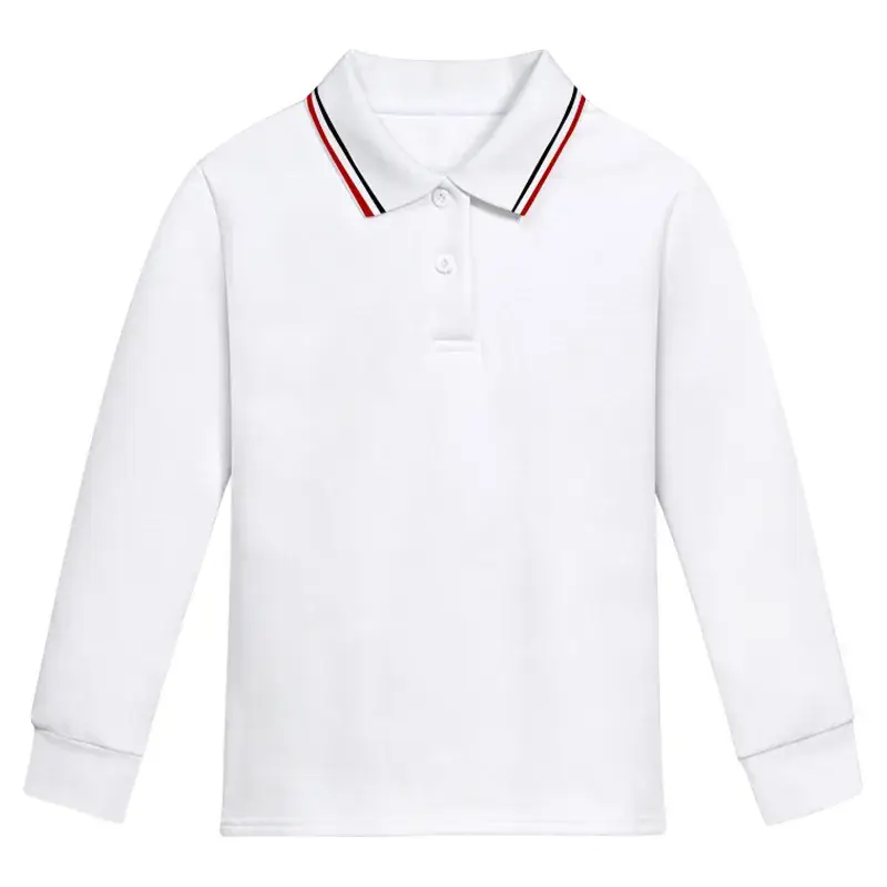 Men's White Fleece Polo Shirt Lapel Long Sleeve - Image 8