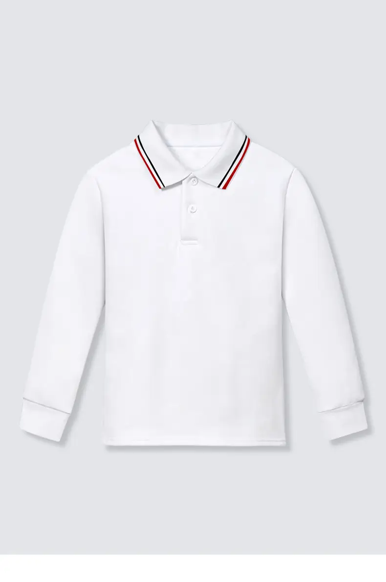 Men's White Fleece Polo Shirt Lapel Long Sleeve — feature 13