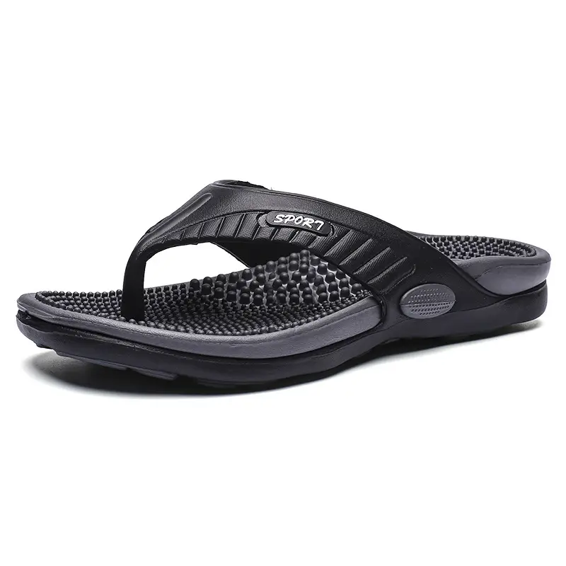 Extra Large Black Massage Flip-Flop Men's Beach Sandals