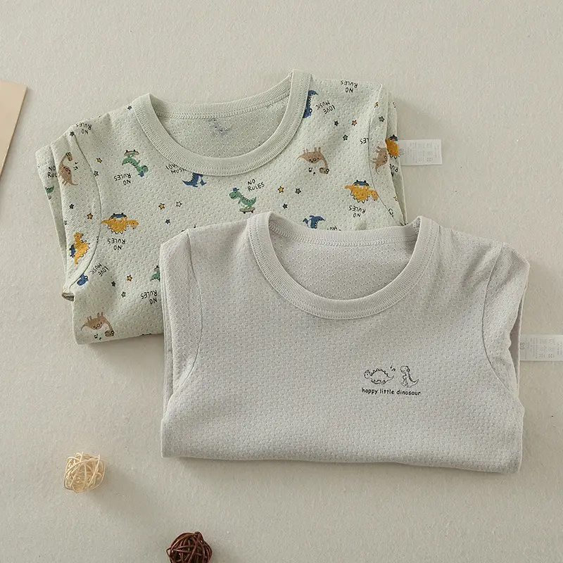 Boys Cotton Long Sleeve T-Shirt White Kids Pajamas - Image 3