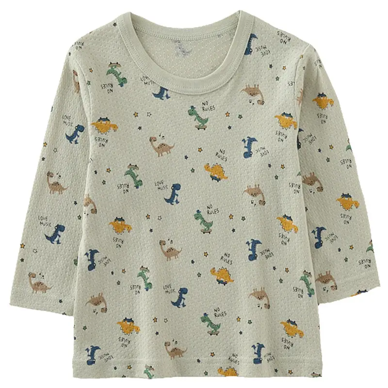 Boys Cotton Long Sleeve T-Shirt White Kids Pajamas - Image 6