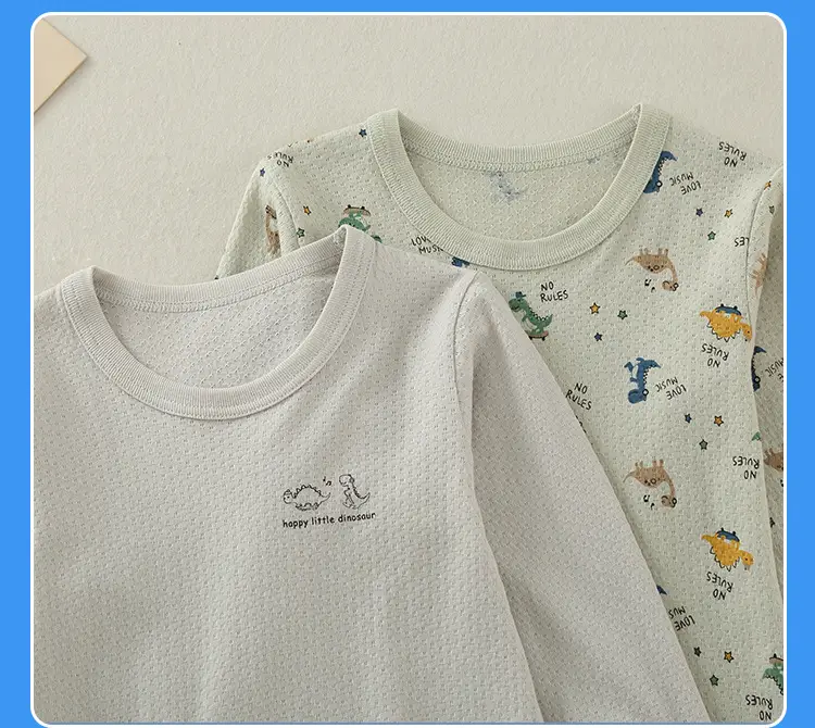 Boys Cotton Long Sleeve T-Shirt White Kids Pajamas — feature 12
