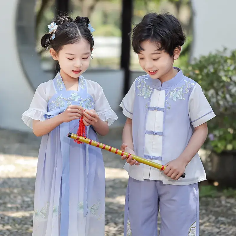 Boys Hanfu Dress Red White Summer Chinese Style - Image 6