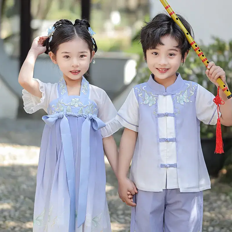 Boys Hanfu Dress Red White Summer Chinese Style - Image 7