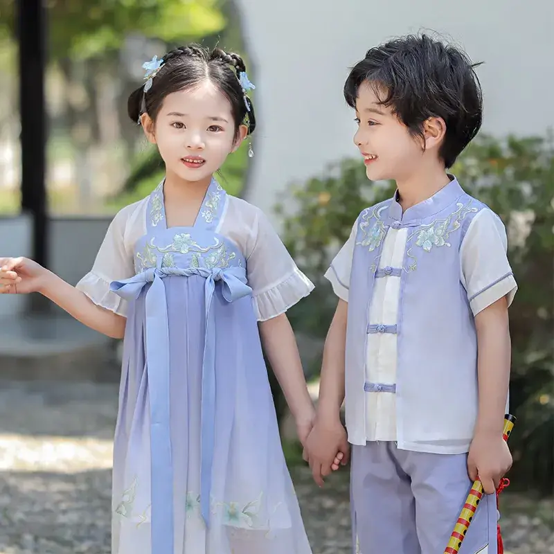 Boys Hanfu Dress Red White Summer Chinese Style - Image 8
