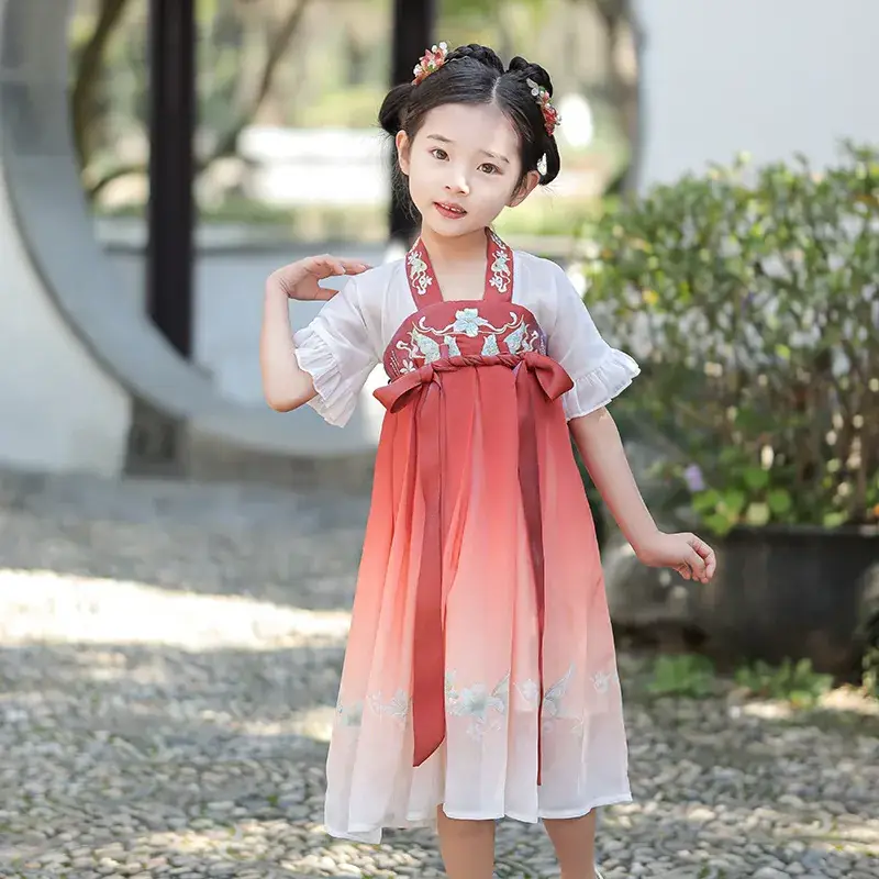 Boys Hanfu Dress Red White Summer Chinese Style - Image 4