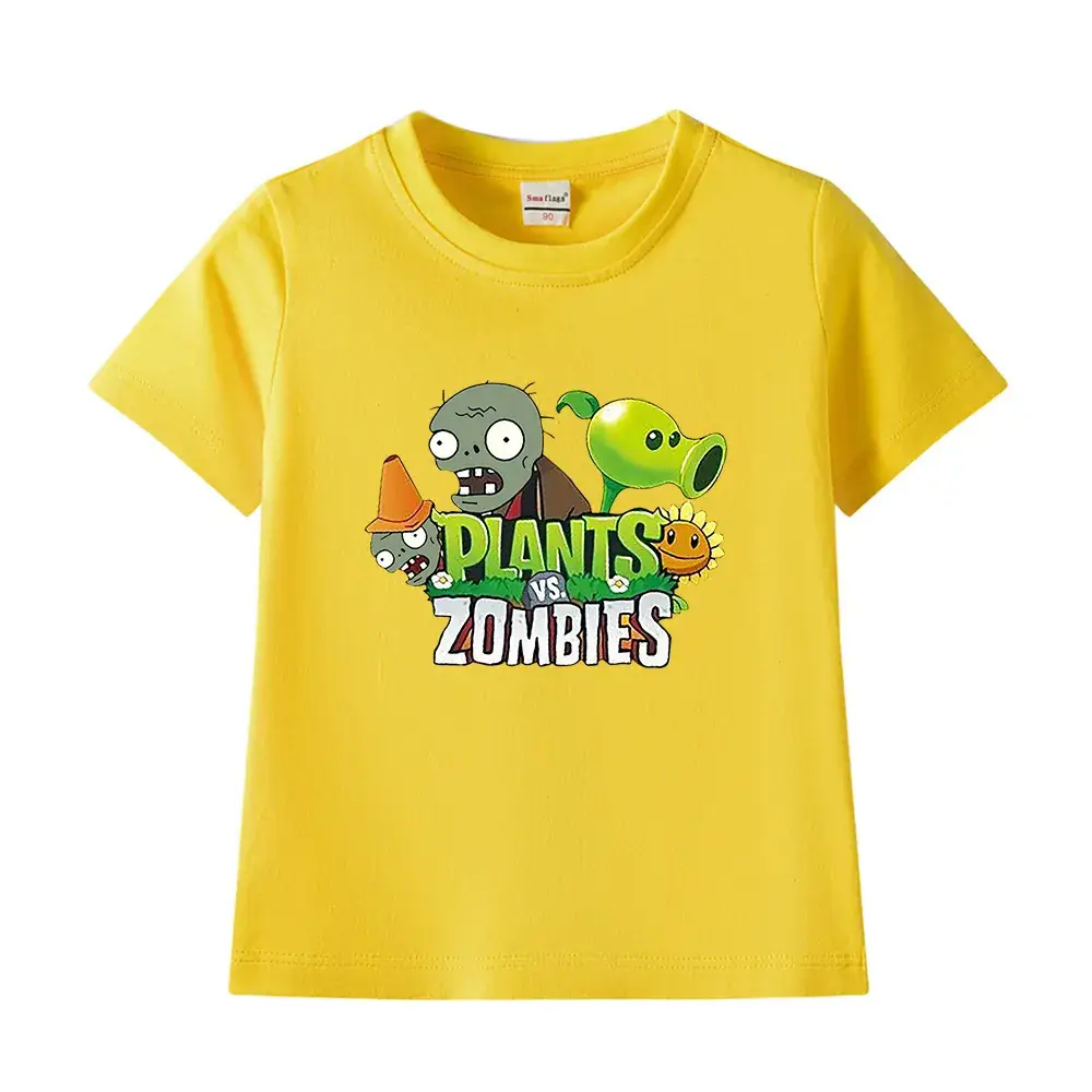 Plants vs Zombies Kids T-Shirt Yellow Short Sleeve - Image 19