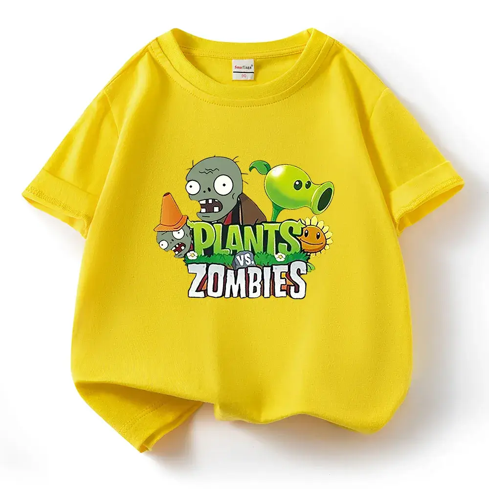 Plants vs Zombies Kids T-Shirt Yellow Short Sleeve - Image 6
