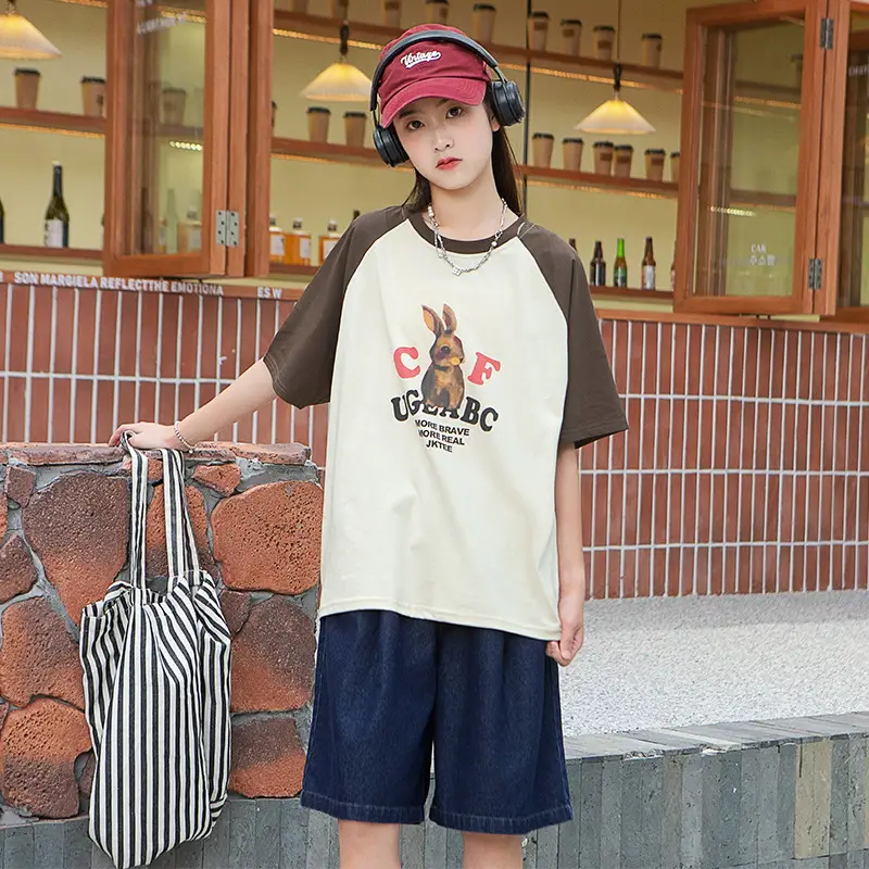 Girls Cartoon T-Shirt Shorts Set Summer 2023 - Image 3
