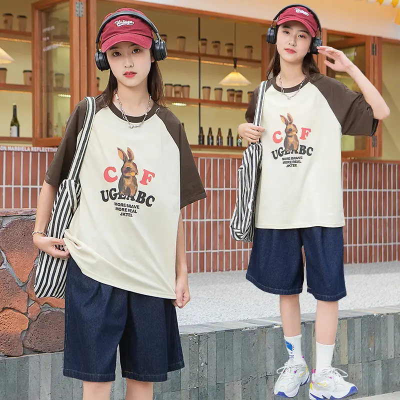Girls Cartoon T-Shirt Shorts Set Summer 2023 - Image 5