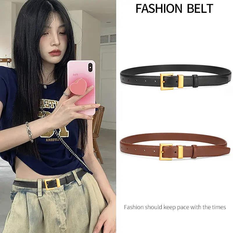Black Pin Buckle Women's Belt Pure Cowhide All-match - Image 3