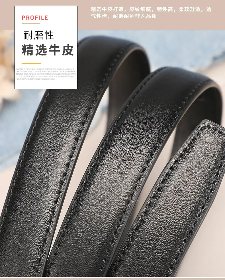 Black Pin Buckle Women's Belt Pure Cowhide All-match — feature 10