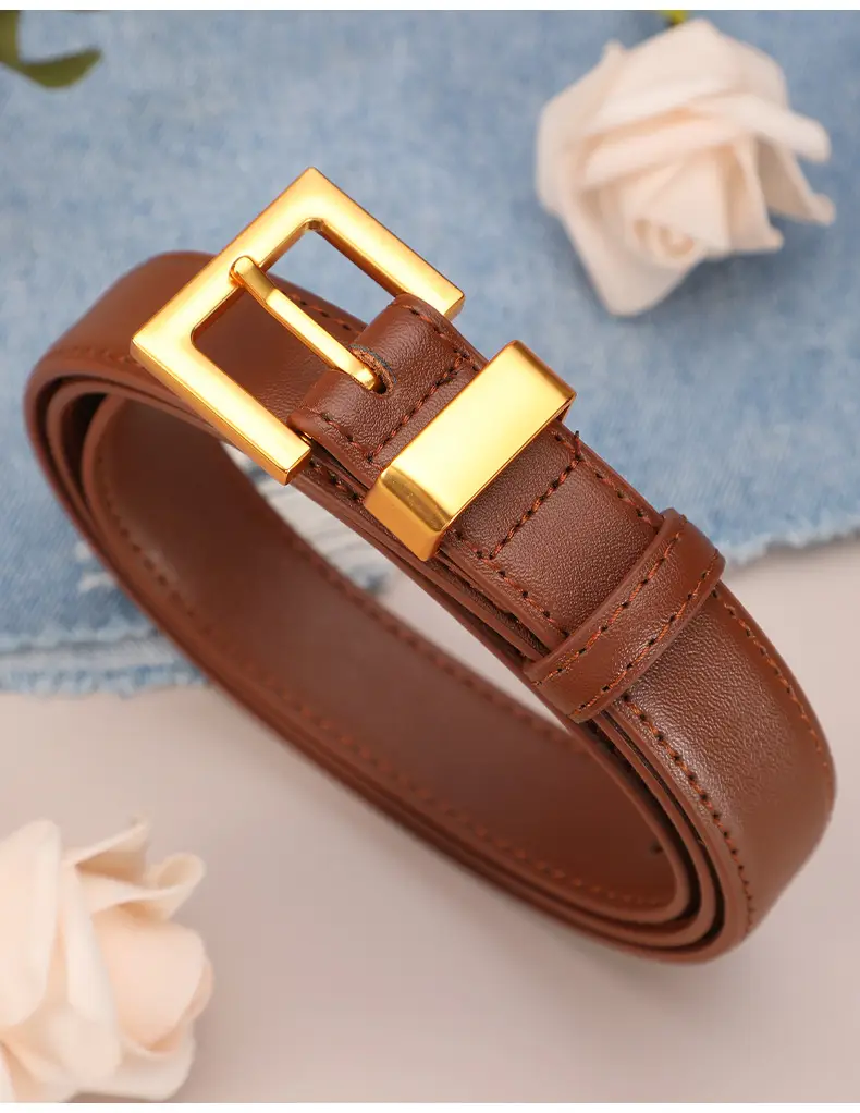 Black Pin Buckle Women's Belt Pure Cowhide All-match — feature 13