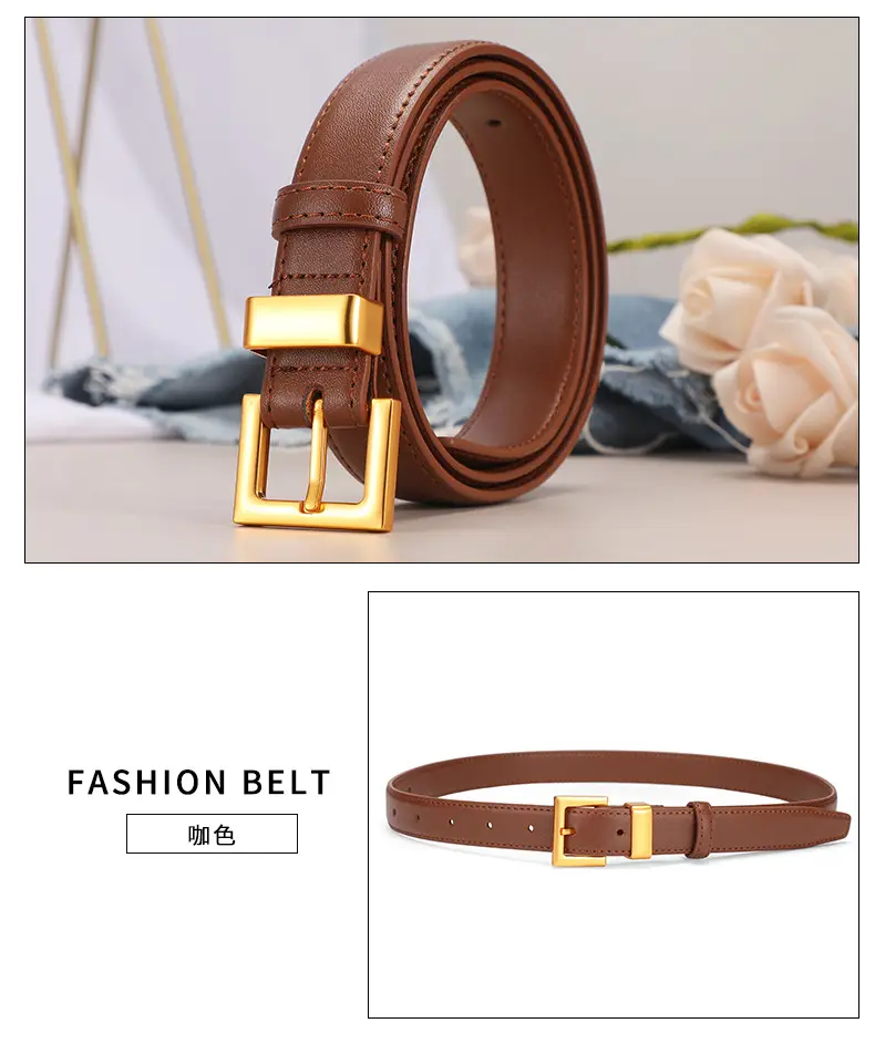 Black Pin Buckle Women's Belt Pure Cowhide All-match — feature 8