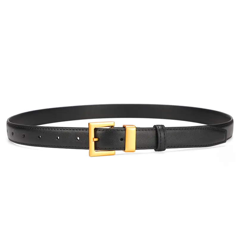 Black Pin Buckle Women's Belt Pure Cowhide All-match